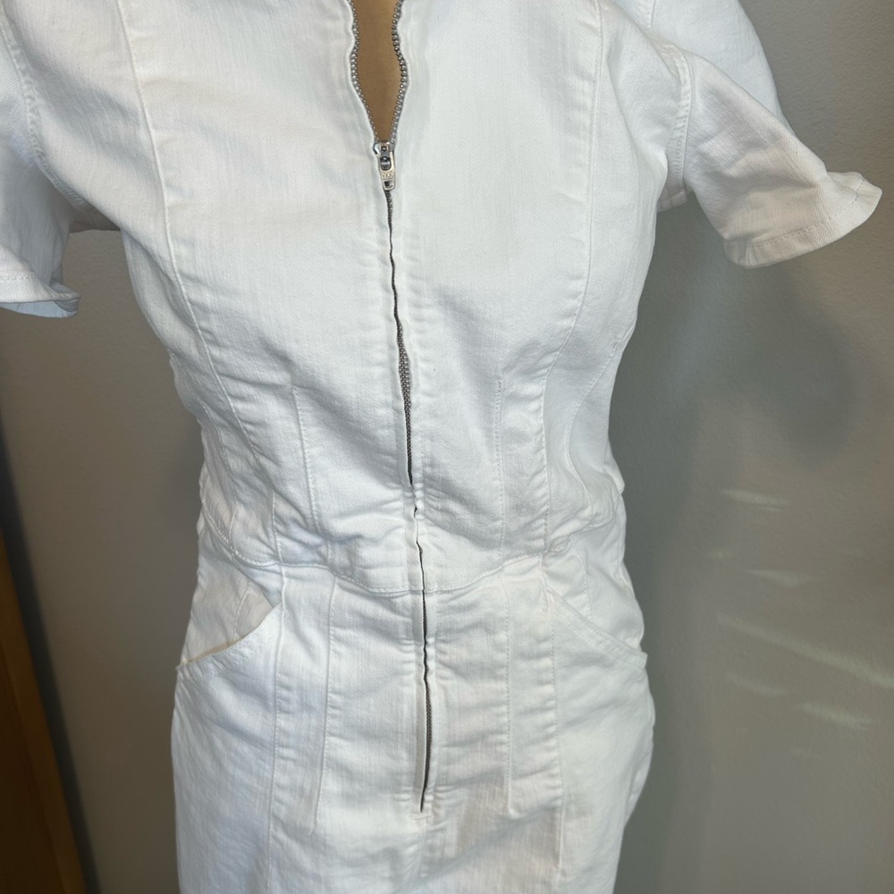 NEW We the Free by Free People Crisp White Short Sleeve Collared Jumpsuit Sz L - Picture 3 of 8